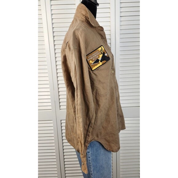 Rafaella 100% Linen Utility Shirt Relaxed Fit Rugged Workwear Chic size S/M - Picture 3 of 10